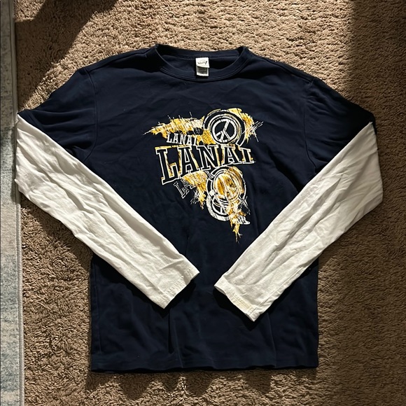 Kavio Tops - Navy and White Graphic Long Sleeve Top